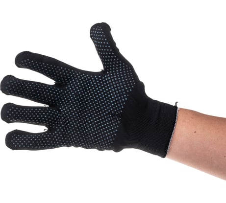 Перчатки Без бренда нейлон, ПВХ точка, 13 класс, чёрные, XL 67848