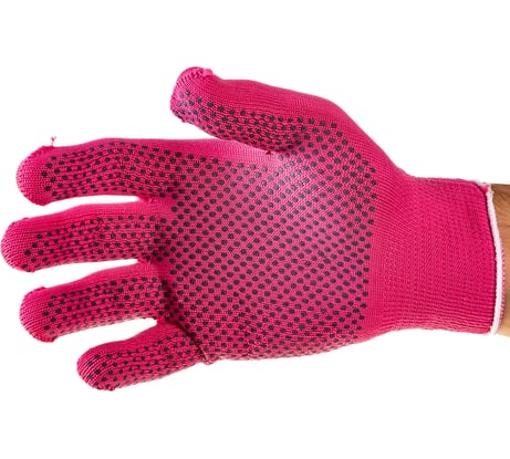 Перчатки Без бренда нейлон, ПВХ точка, 13 класс, цвет розовая фуксия, L 67826