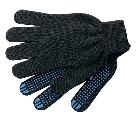 Трикотажные перчатки Без бренда ПВХ-покрытие Точка, 10 класс, черные 67787