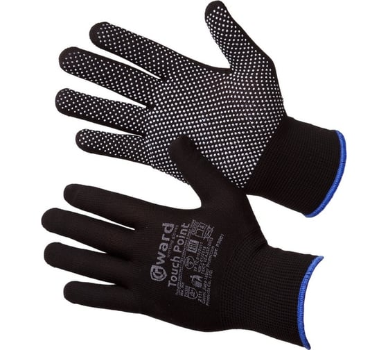 Нейлоновые перчатки с микроточечным покрытием Gward Touch Point р. L, 12 пар P3001/L