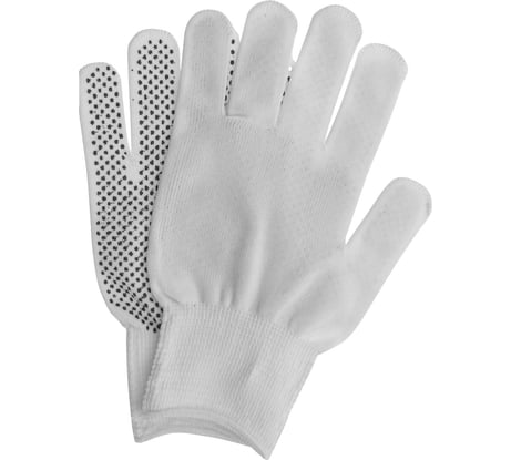 Перчатки Без бренда нейлон, ПВХ точка, 13 класс, белые, L 67825
