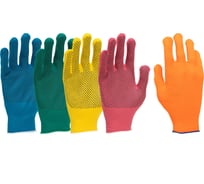 Перчатки PALISAD в наборе цвета: зеленый, розовая фуксия, желтый, синий, оранжевый, ПВХ-точка, размер L 67854
