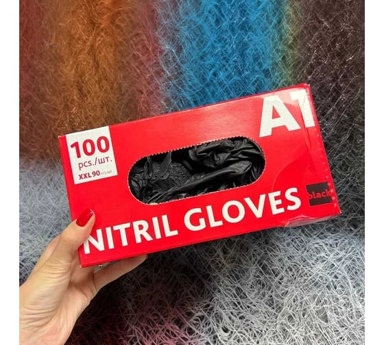 Нитриловые перчатки А1 NITRIL GLOVES черные, размер M, упаковка 100шт A1-Gloves-M