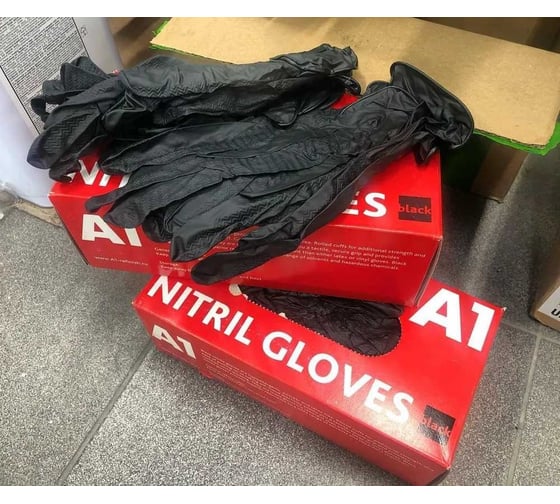 Нитриловые перчатки А1 NITRIL GLOVES черные, размер M, упаковка 100шт A1-Gloves-M