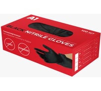 Нитриловые перчатки А1 NITRIL GLOVES черные, размер L, упаковка 100шт A1-Gloves-L