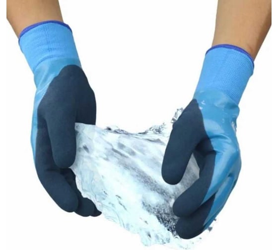 Утепленные водонепроницаемые перчатки Master-Pro® ХАНТЫ (НАДЫМ), махровые акриловые с полным морозостойким покрытием ПВХ+нитрил, 10 размер, 2 пары 10130-AQPVCN-B-10(2)