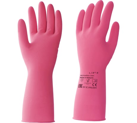 Латексные многоразовые перчатки HQ Profiline, КЩС красные, р. L 73585