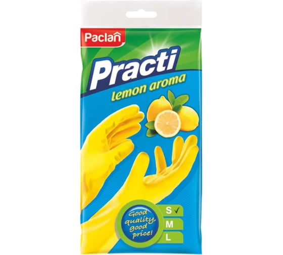 Резиновые перчатки с ароматом лимона Paclan PRACTI р. L, желтые 4650086017681