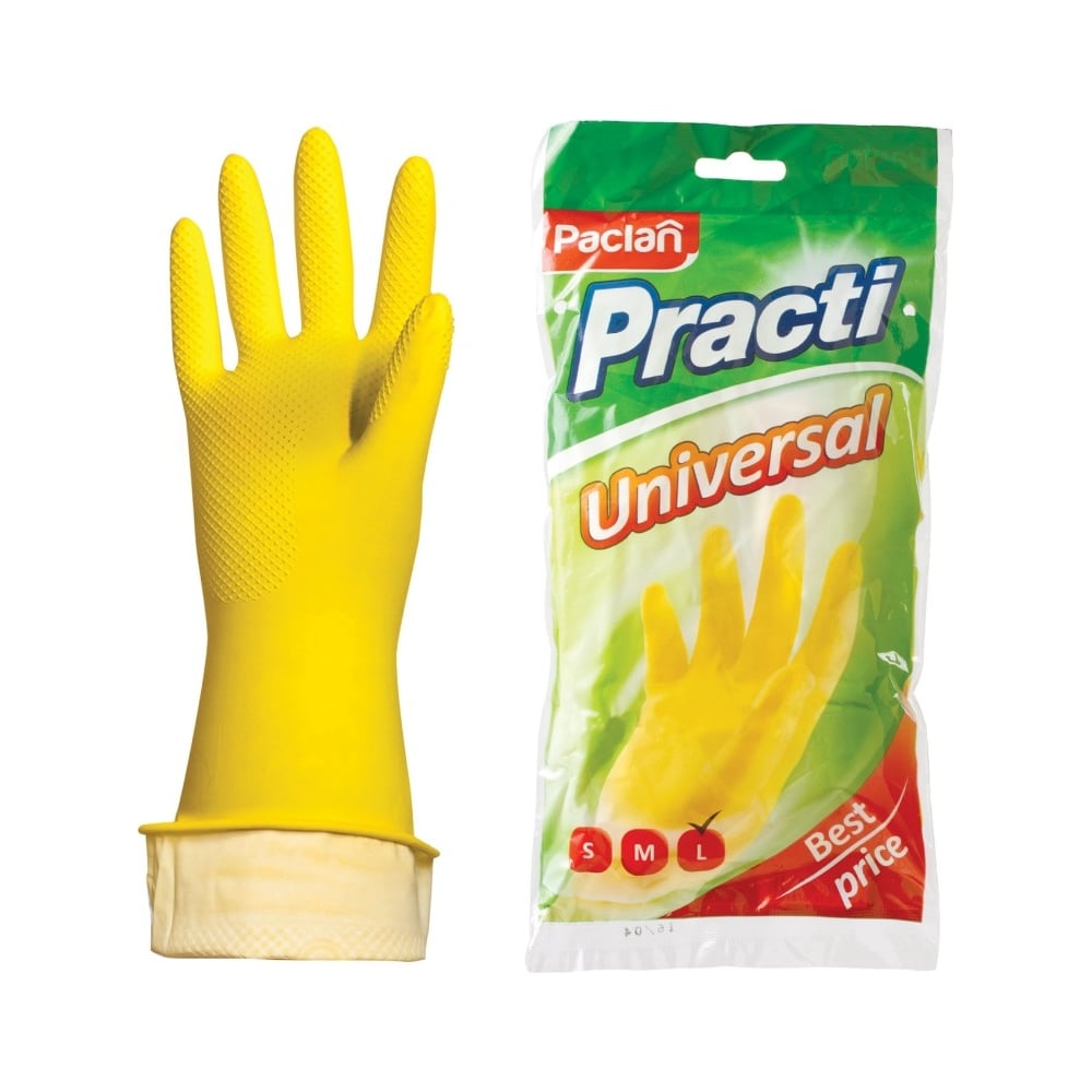 Резиновые перчатки Paclan PRACTI Universal р.S, желтые 4650086017636 ...