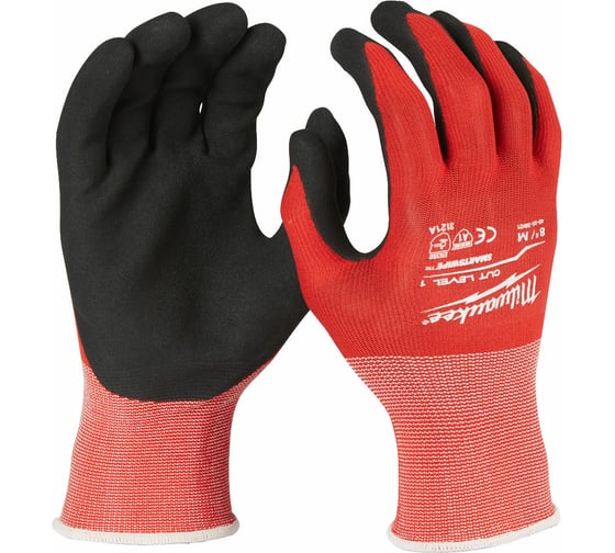 Перчатки с защитой от порезов Milwaukee, уровень 1, размер L/9 12 пар 4932471615 1