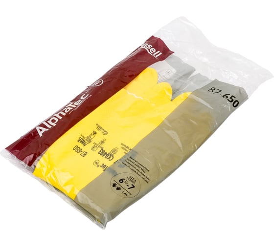 Латексные перчатки с хлопковым напылением Ansell AlphaTec 87-650-7