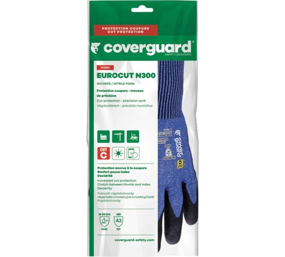 Перчатки COVERGUARD EUROCUT N300, синий с черным, 10 1CUNC00010