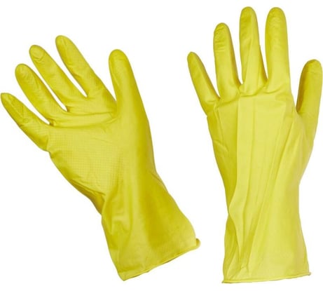 Резиновые латексные перчатки ООО Комус эконом, хлопковое напыление, желтые, размер S 1370373