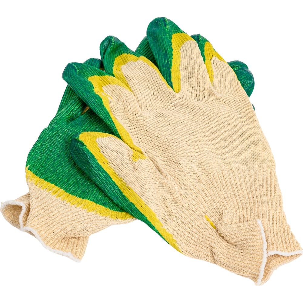 ХлопковыеперчаткисдвойнымлатекснымпокрытиемладониAirlineзеленые,5парAWG-C-09