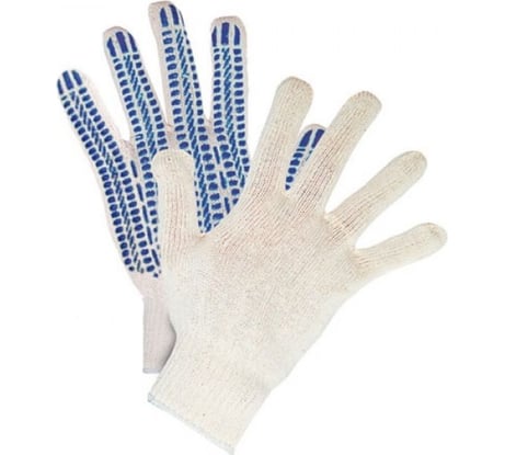 Перчатки Berhau эконом х/б с пвх, 10 класс, 3 нитки, протектор комби 5355