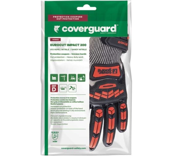 Противоударные антипорезные перчатки COVERGUARD EUROCUT IMPACT 200 красные, 10 1CHIC30 5450564040359