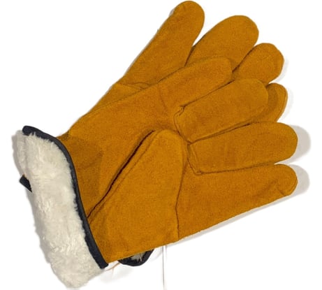 Спилковые пятипальные утепленные краги DINFIX высший сорт, оранжевый/горчичный, 1 пара 00-0004016