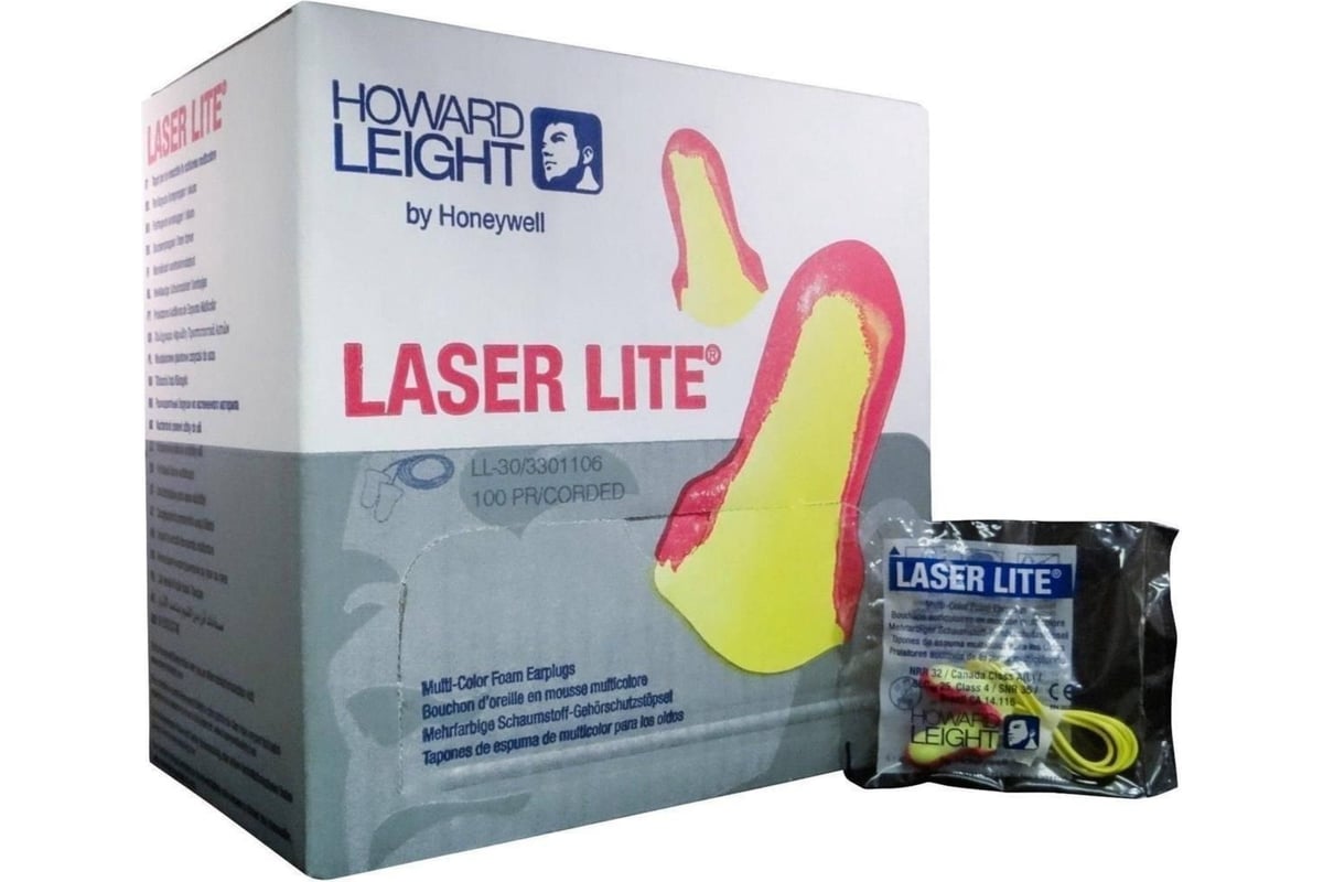Беруши со шнурком Honeywell Howard Leight Laser Lite, 100 пар 3301106 ...