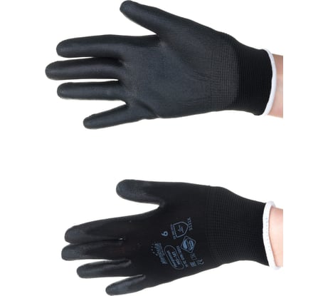 Перчатки Manipula Specialist МИКРОПОЛ (MG-161), нейлон, полиуретан, оверлок, цвет черный (6), Пер 612/6