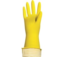 Хозяйственные латексные перчатки с хлопковым напылением ЛАЙМА Люкс р. S 600569