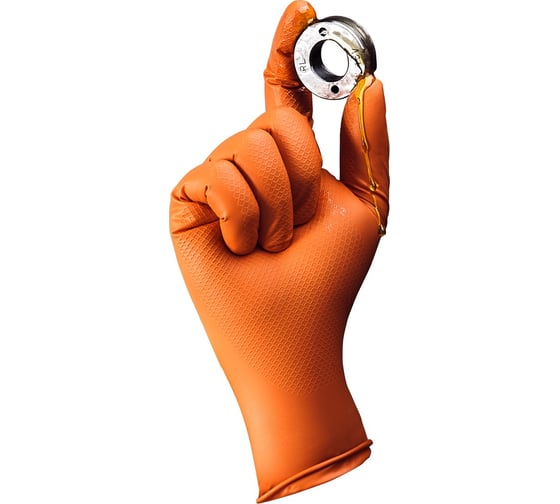 Ультрапрочные нескользящие нитриловые перчатки Jeta Safety 0,15мм, 25пар ,размер 9/L, оранжевые 050NATRIX-OR-09-L 1
