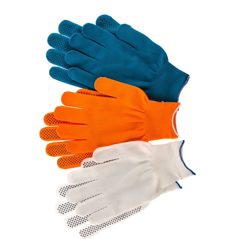 Перчатки в наборе PALISAD оранжевые, синие, белые, XL, ПВХ точка, р.XL ...