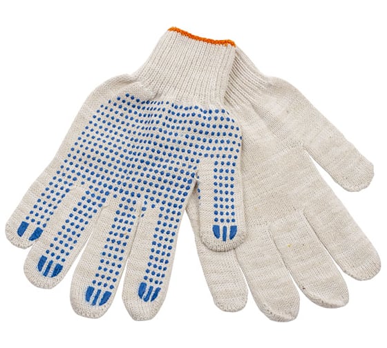 Хлопчатобумажные вязанные перчатки NWT с ПВХ 10 класс, 5 нитей 7290048