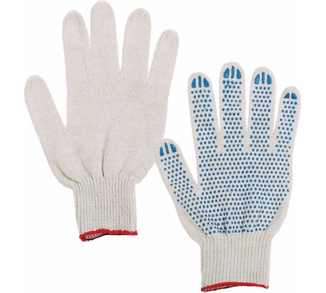 Хлопчатобумажные перчатки LAIMA, КОМПЛЕКТ 300 ПАР, 7,5 класс, 46-48 г, 166 текс, ПВХ точка, 600994