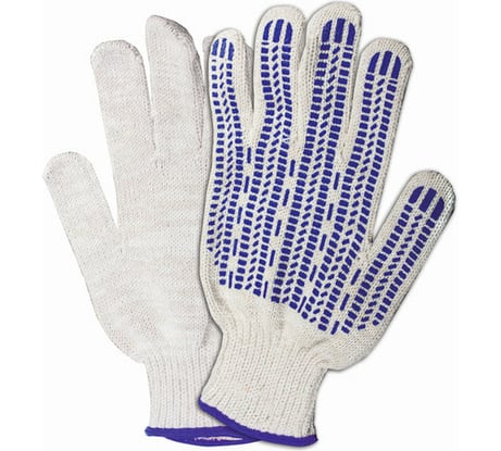 Хлопчатобумажные перчатки LAIMA, 1 ПАРА, 7 класс, 70 г, 233 текс, ПВХ-протектор, ПРЕМИУМ, 601913