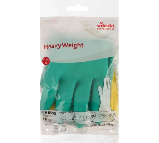 Латексные перчатки с неопреном Vileda Professional усиленные, зеленый/желтый, XL 174309 1