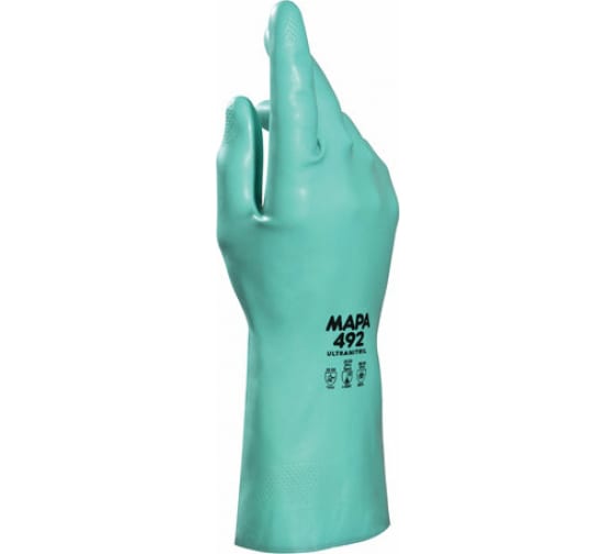Нитриловые перчатки MAPA Ultranitril 492 хб напыление, размер 9, зеленые 606247 1