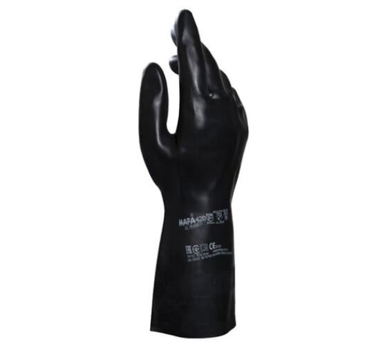 Латексно-неопреновые перчатки MAPA Technic/UltraNeo 420 хб напыление, размер 9, черные 606255 1