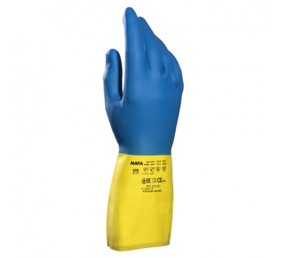 Латексно-неопреновые перчатки MAPA Duo Mix/Alto 405 хб напыление, размер 9, синие/желтые 606228 1