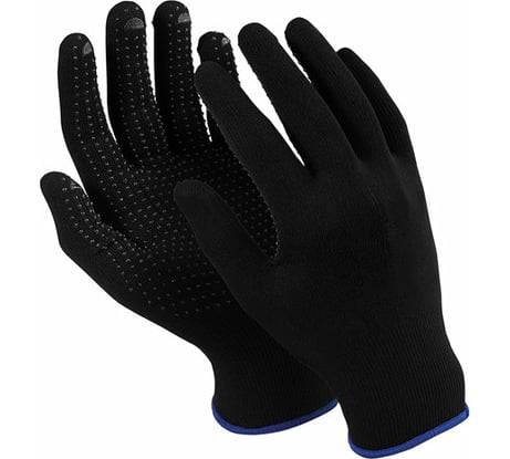 Перчатки MANIPULA Микрон Блэк, ПВХ ПВХ-точка, комплект 10 пар, размер 9, черные TNG-28/MG-112 605804