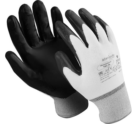 Перчатки MANIPULA Микронит, размер 8, белые/черные TNI-14 605808
