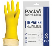 Хозяйственные перчатки PACLAN Professional латекс, х/б напыление, размер S, желтые 602488