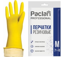 Хозяйственные перчатки PACLAN Professional латекс, х/б напыление, размер M, желтые 602489