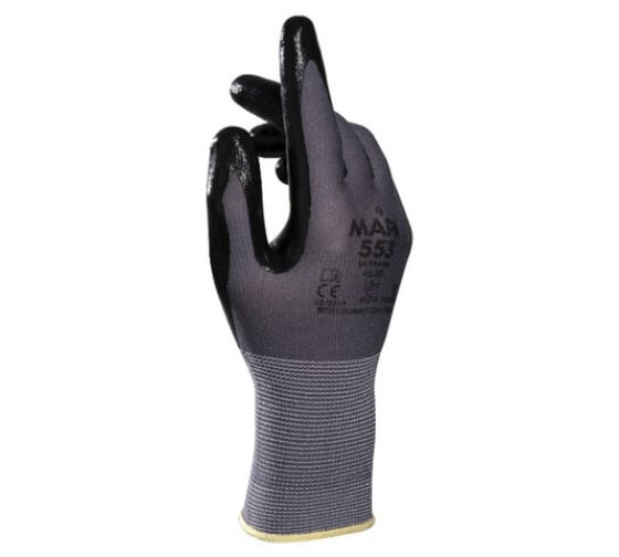 Перчатки MAPA Ultrane 553, нитриловое покрытие, размер 8, черные 606277 1