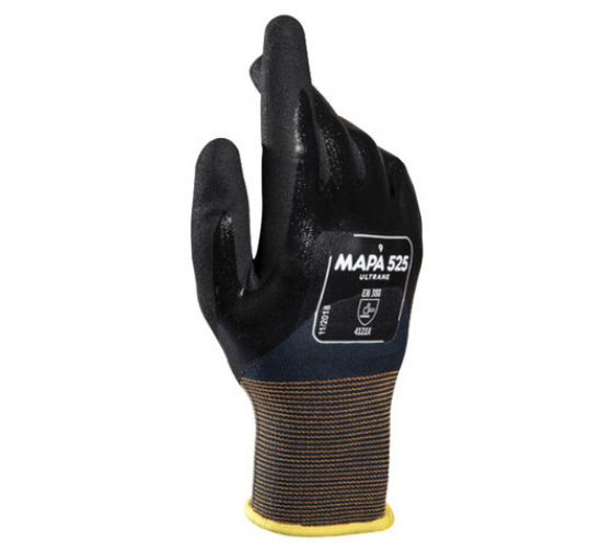 Маслостойкие перчатки MAPA Ultrane 525, нитриловое покрытие, размер 9, черные 606290 1