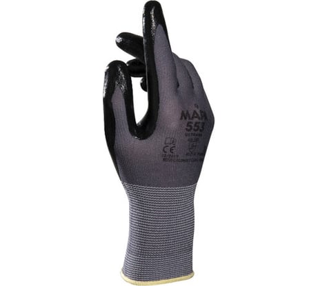 Перчатки MAPA Ultrane 553, нитриловое покрытие, размер 9, черные 606278