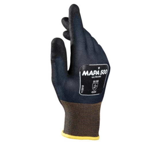 Маслостойкие перчатки MAPA Ultrane 500, нитриловое покрытие, размер 8, черные 606280 1