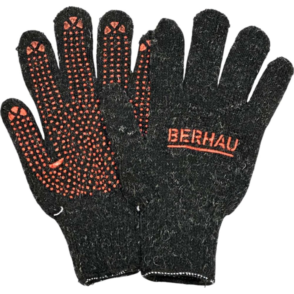Двойные утепленные полушерстяные перчатки Berhau black 102034 ...