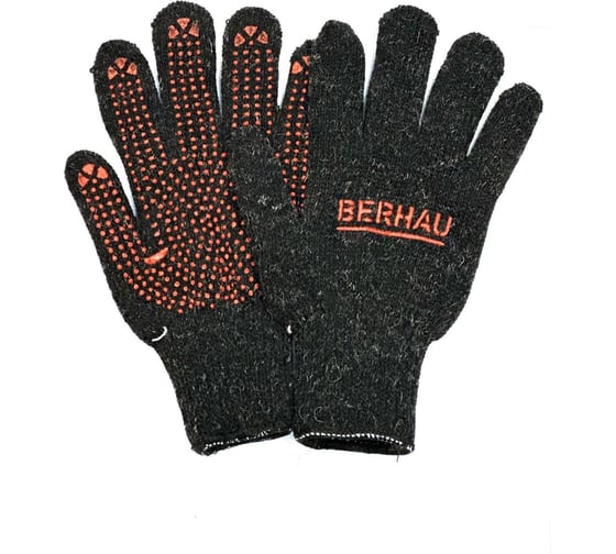 Двойные утепленные полушерстяные перчатки Berhau black 102034