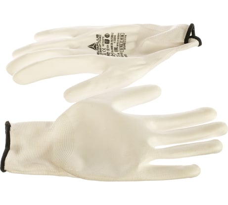 Полиэстеровые перчатки с полиуретановым покрытием Delta Plus цвет белый р.9 VE702P09