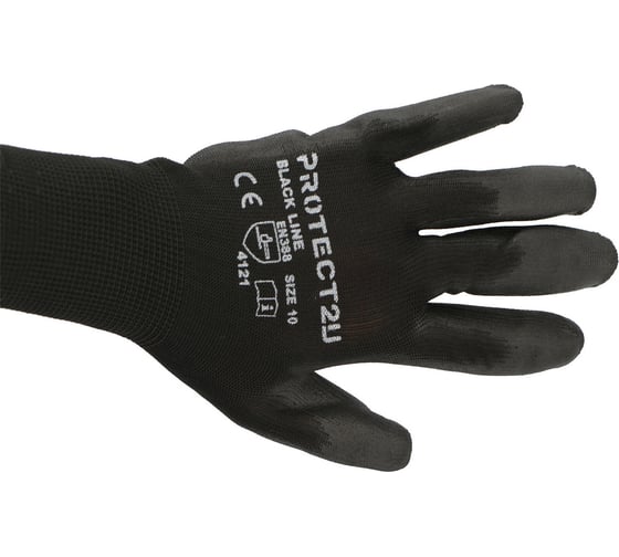 Перчатки PROTECT2U с полиуретановым покрытием black line размер l (9) 8303