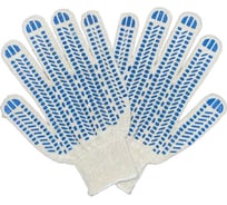 Трикотажные перчатки ПРОМПЕРЧАТКИ с ПВХ "протектор", 4 нити, 10 класс, белые, 100 пар в упаковке ПП-25200/100