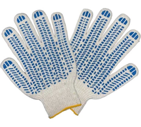 Трикотажные перчатки ПРОМПЕРЧАТКИ с ПВХ "протектор", 5 нитей, 10 класс, белые, 100 пар в упаковке ПП-27200/100