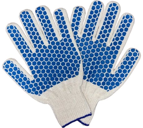 Трикотажные перчатки ПРОМПЕРЧАТКИ с ПВХ "соты", 6 нитей, 10 класс, белые, 10 пар в упаковке ПП-27635/10