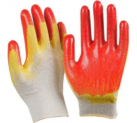 Трикотажные перчатки ООО ЛидерТекс с 2-ым латексным обливом, красный, упаковка 300 пар 4570000000776