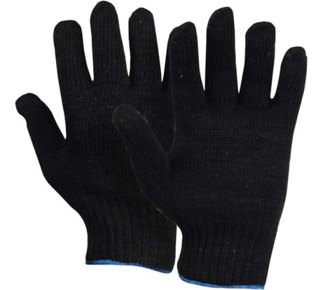 Перчатки ООО ЛидерТекс 7.5 класс, 6 нитей, черные ХБ, упаковка 200 пар 4570000000059